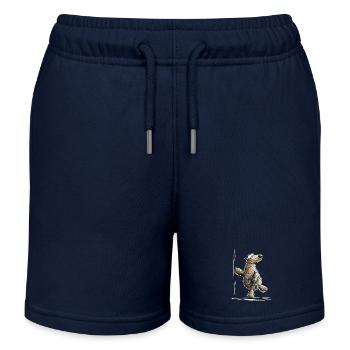 Drolliger Brauner Bär Mit Kuscheltier - Kinder Organic Joggingshorts Mini Bolter von Stanley/Stella - Navy - Vorne