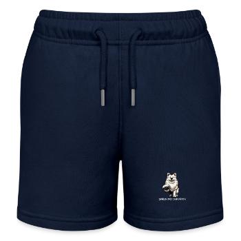 Talk to the paw White Shepherd Herding Dog - Kids Organic Sweat Shorts by Stanley/Stella - navy - Front