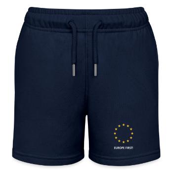 Europe First! Europe First! (2C) - Kids Organic Sweat Shorts by Stanley/Stella - navy - Front