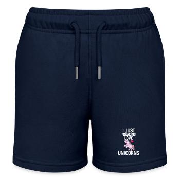 I Freaking Love Unicorns Gift - Kids Organic Sweat Shorts by Stanley/Stella - navy - Front