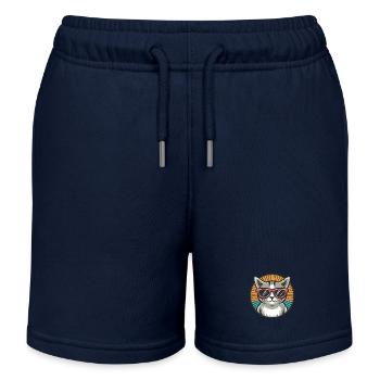 Chat avec des lunettes de soleil - Short de jogging enfant bio Stanley/Stella - bleu marine - Devant