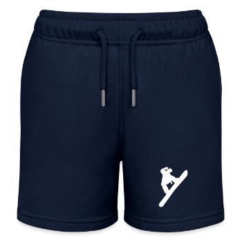 Minimalistischer Snowboarder Wintersport - Kinder Organic Joggingshorts Mini Bolter von Stanley/Stella - Navy - Vorne