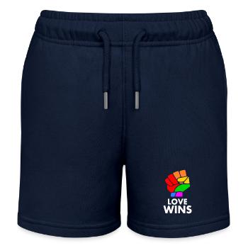Love wins - Short de jogging enfant bio Stanley/Stella - bleu marine - Devant