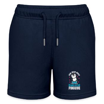 Pingouin - J’aime bien les pingouins - Short de jogging enfant bio Stanley/Stella - bleu marine - Devant