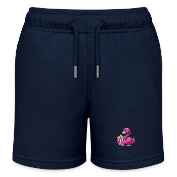 Flamingo Popcorn Film Kino Filme Cartoon - Kinder Organic Joggingshorts Mini Bolter von Stanley/Stella - Navy - Vorne