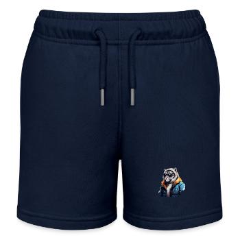 Streetstyle Schneeleopard | Leoparden-Liebhaber - Kinder Organic Joggingshorts Mini Bolter von Stanley/Stella - Navy - Vorne