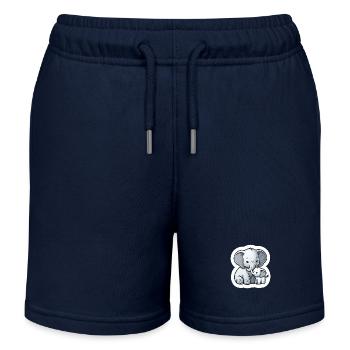 Cute baby elephant with heart balloon elephant mom - Kids Organic Sweat Shorts by Stanley/Stella - navy - Front