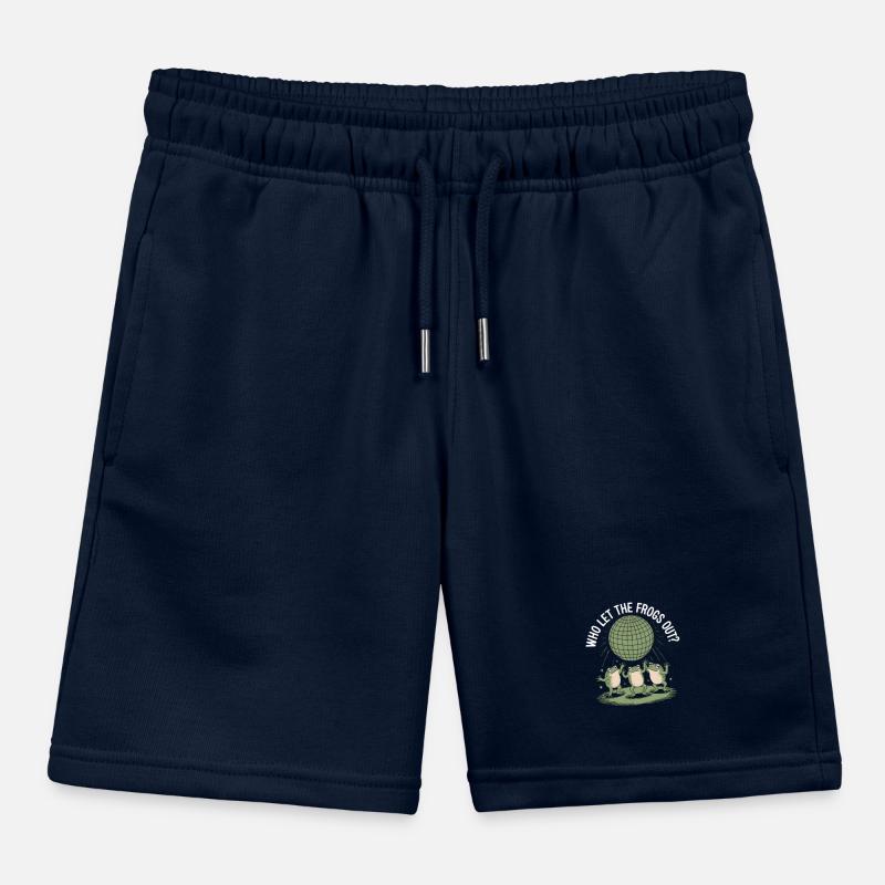 Who let the Frogs out? - Cute Frog Sticker Kids Organic Sweat Shorts by Stanley/Stella