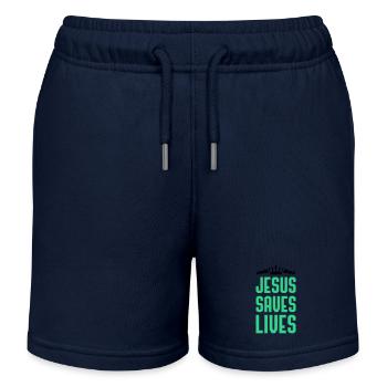 jesus saves lives - Kinder Organic Joggingshorts Mini Bolter von Stanley/Stella - Navy - Vorne