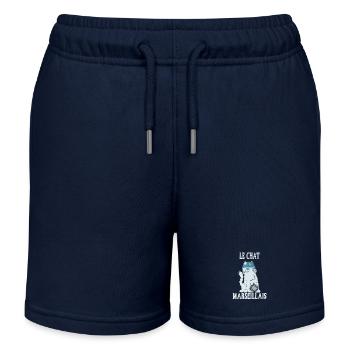 Le Chat Marseillais - Pétanque - Short de jogging enfant bio Stanley/Stella - bleu marine - Devant