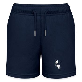Black and white linear flowers - Kids Organic Sweat Shorts by Stanley/Stella - navy - Front