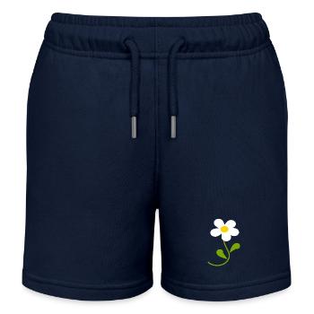 Daisy Flower White White Flower Flowers White - Kids Organic Sweat Shorts by Stanley/Stella - navy - Front