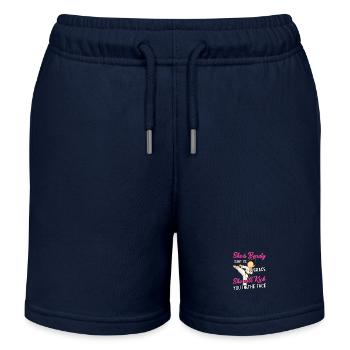 She is beauty she is grace she will kick - Kids Organic Sweat Shorts by Stanley/Stella - navy - Front