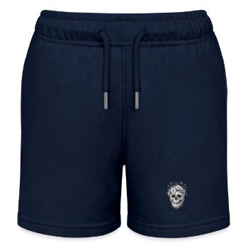 Floral Skull Gothic Grafik - Kinder Organic Joggingshorts Mini Bolter von Stanley/Stella - Navy - Vorne