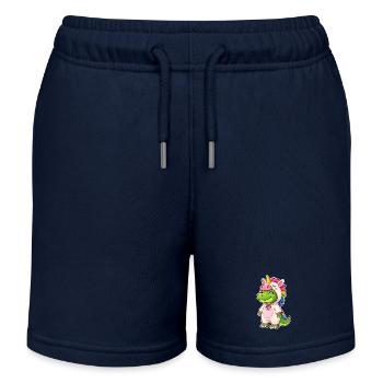 Cute crocodile in unicorn costume - Kids Organic Sweat Shorts by Stanley/Stella - navy - Front