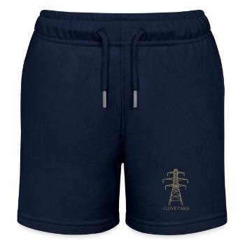 Strommast als Eiffelturm "I Love Paris" Satire - Kinder Organic Joggingshorts Mini Bolter von Stanley/Stella - Navy - Vorne
