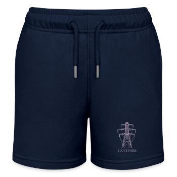 Strommast als Eiffelturm "I Love Paris" Satire - Kinder Organic Joggingshorts Mini Bolter von Stanley/Stella - Navy - Vorne