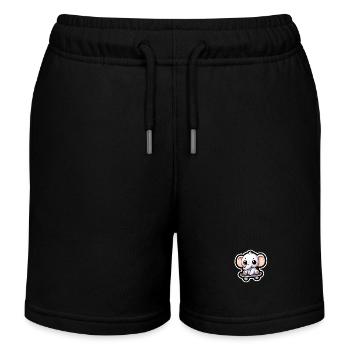 Cute baby elephant with skateboard Elephant mom - Kids Organic Sweat Shorts by Stanley/Stella - navy - Front
