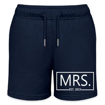 Frau Est. 2023 Verlobung Brautdusche Hochzeit - Kinder Organic Joggingshorts Mini Bolter von Stanley/Stella - Navy - Vorne