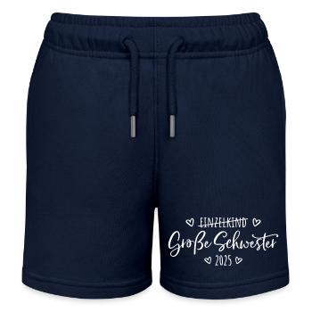 Kein Einzelkind mehr - Große Schwester 2025 - Kinder Organic Joggingshorts Mini Bolter von Stanley/Stella - Navy - Vorne
