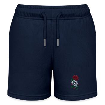 Crâne Tête De Mort Rose Rouge Gothique - Short de jogging enfant bio Stanley/Stella - bleu marine - Devant