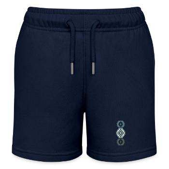 Geometrisches Ethno-Design in Blau- und Grüntönen - Kinder Organic Joggingshorts Mini Bolter von Stanley/Stella - Navy - Vorne