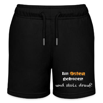 Im Osten geboren und stolz drauf! - Kinder Organic Joggingshorts Mini Bolter von Stanley/Stella - Navy - Vorne
