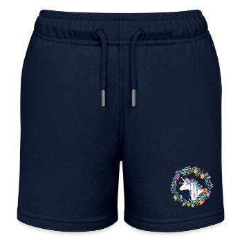 Fleurs de licorne - Short de jogging enfant bio Stanley/Stella - bleu marine - Devant