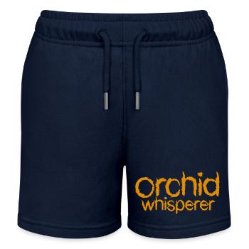 Orchideen Flüsterer Text - Kinder Organic Joggingshorts Mini Bolter von Stanley/Stella - Navy - Vorne