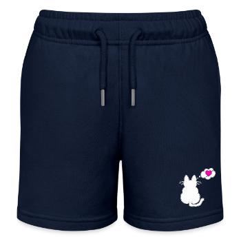Love my cat & my cat loves me - Kinder Organic Joggingshorts Mini Bolter von Stanley/Stella - Navy - Vorne