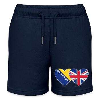 Bosnie Angleterre Drapeau Coeur - Short de jogging enfant bio Stanley/Stella - bleu marine - Devant