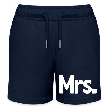 Mrs. Matching Paar Verlobung Hochzeit Flitterwochen - Kinder Organic Joggingshorts Mini Bolter von Stanley/Stella - Navy - Vorne