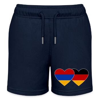 Arménie Allemagne Drapeau Coeur - Short de jogging enfant bio Stanley/Stella - bleu marine - Devant