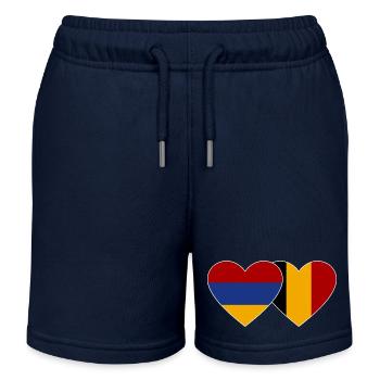 Armenien Belgien Flagge Herz - Kinder Organic Joggingshorts Mini Bolter von Stanley/Stella - Navy - Vorne