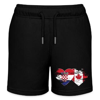 Croatie Canada drapeau coeur utilisé - Short de jogging enfant bio Stanley/Stella - bleu marine - Devant