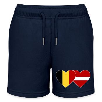 Belgien Lettland Flagge Herz - Kinder Organic Joggingshorts Mini Bolter von Stanley/Stella - Navy - Vorne
