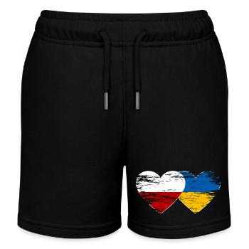 Pologne Ukraine drapeau cœur utilisé - Short de jogging enfant bio Stanley/Stella - bleu marine - Devant