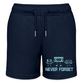 Music, Retro, Heavy Metal, Hard Rock, Punk, Vinyl, Pop - Kids Organic Sweat Shorts by Stanley/Stella - navy - Front