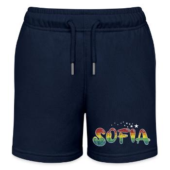 Vorname Sofia Mädchenname Namensgeschenk - Kinder Organic Joggingshorts Mini Bolter von Stanley/Stella - Navy - Vorne