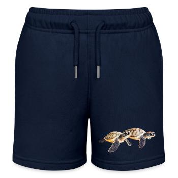 Doppeltes Meeresschildkröten-Baby-Paar - Kinder Organic Joggingshorts Mini Bolter von Stanley/Stella - Navy - Vorne