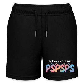 Cat Tell Your Cat Pspsps Cat Mum Meow Cats - Kids Organic Sweat Shorts by Stanley/Stella - navy - Front