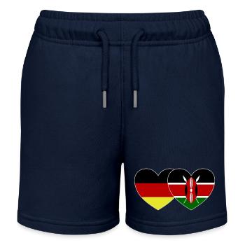 Deutschland Kenia Flagge Herz - Kinder Organic Joggingshorts Mini Bolter von Stanley/Stella - Navy - Vorne