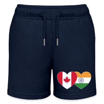 Kanada Indien Flagge Herz - Kinder Organic Joggingshorts Mini Bolter von Stanley/Stella - Navy - Vorne