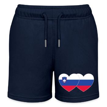 Slowenien Russland Flagge Herz - Kinder Organic Joggingshorts Mini Bolter von Stanley/Stella - Navy - Vorne