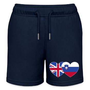 Großbritannien Slowenien Flagge Herz - Kinder Organic Joggingshorts Mini Bolter von Stanley/Stella - Navy - Vorne