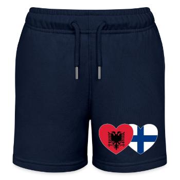 Albanie Finlande Drapeau Coeur - Short de jogging enfant bio Stanley/Stella - bleu marine - Devant