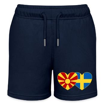 Macédoine Suède Flag Coeur - Short de jogging enfant bio Stanley/Stella - bleu marine - Devant