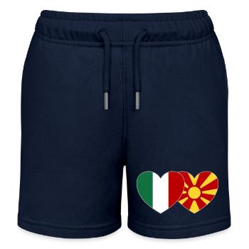 Italie Macédoine Drapeau Coeur - Short de jogging enfant bio Stanley/Stella - bleu marine - Devant