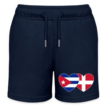 Kuba Dänemark Flagge Herz - Kinder Organic Joggingshorts Mini Bolter von Stanley/Stella - Navy - Vorne