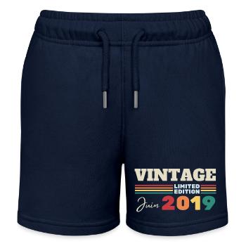 Vintage Juin 2019 cadeau anniversaire - Short de jogging enfant bio Stanley/Stella - bleu marine - Devant